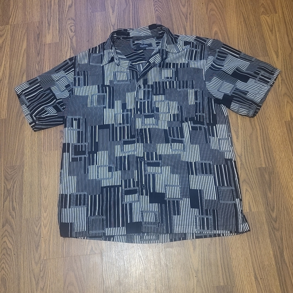 Cigliano Collezione Italy Men's Large Black and Grey Button Down Shirt